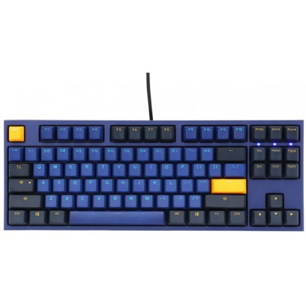 TECLADO MECANICO DUCKY ONE 2 TKL HORIZON TECLAS AZUL MARINO BLUE INTERRUPTOR INGLES PBT DOBLE DISPARO SIN COSTURAS ESTUCHE AZUL SIN LED