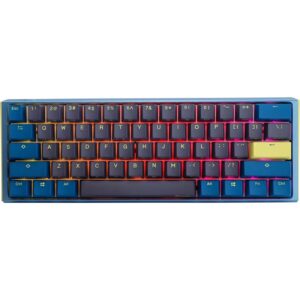 TECLADO MECANICO DUCKY ONE 3 DAYBREAK MINI TECLAS AZULES CLEAR SWITCH INGLES PBT DOBLE DISPARO SIN COSTURAS CAJA SUPERIOR AZUL CAJA INFERIOR GRIS CAJA