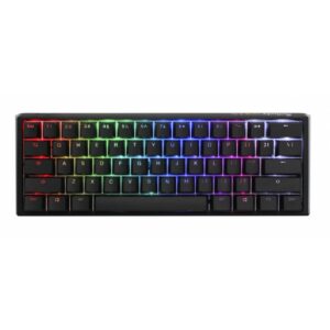 TECLADO MECANICO DUCKY ONE 3 MINI TECLAS NEGRAS INTERRUPTOR MARRON INGLES PBT DOBLE DISPARO SIN COSTURAS NEGRO Y BLANCO