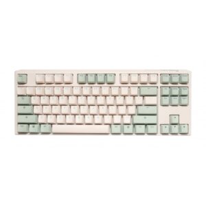 Teclado Mecanico Ducky One 3 TKL Teclas color crema y verde Matcha Interruptor rojo Ingles PBT Doble disparo sin costuras Estuche superior color crema